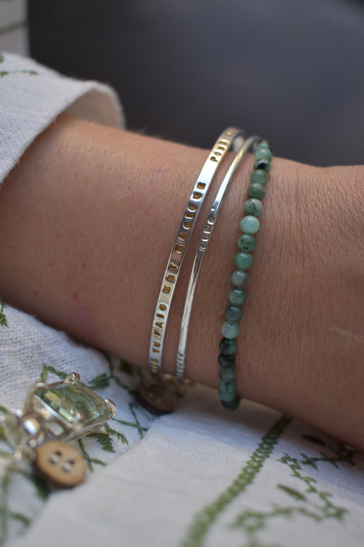 Mens personalised beaded bracelet silver bangle cuff mens bracelet personalised jewellery engraved bangle
Men’s jewellery style emeralds beads semi precious beaded bracelet