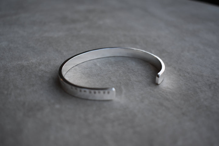 Mens personalised stamped silver bangle cuff heavy silver cuff mens bangle bracelet personalised jewellery engraved bangle