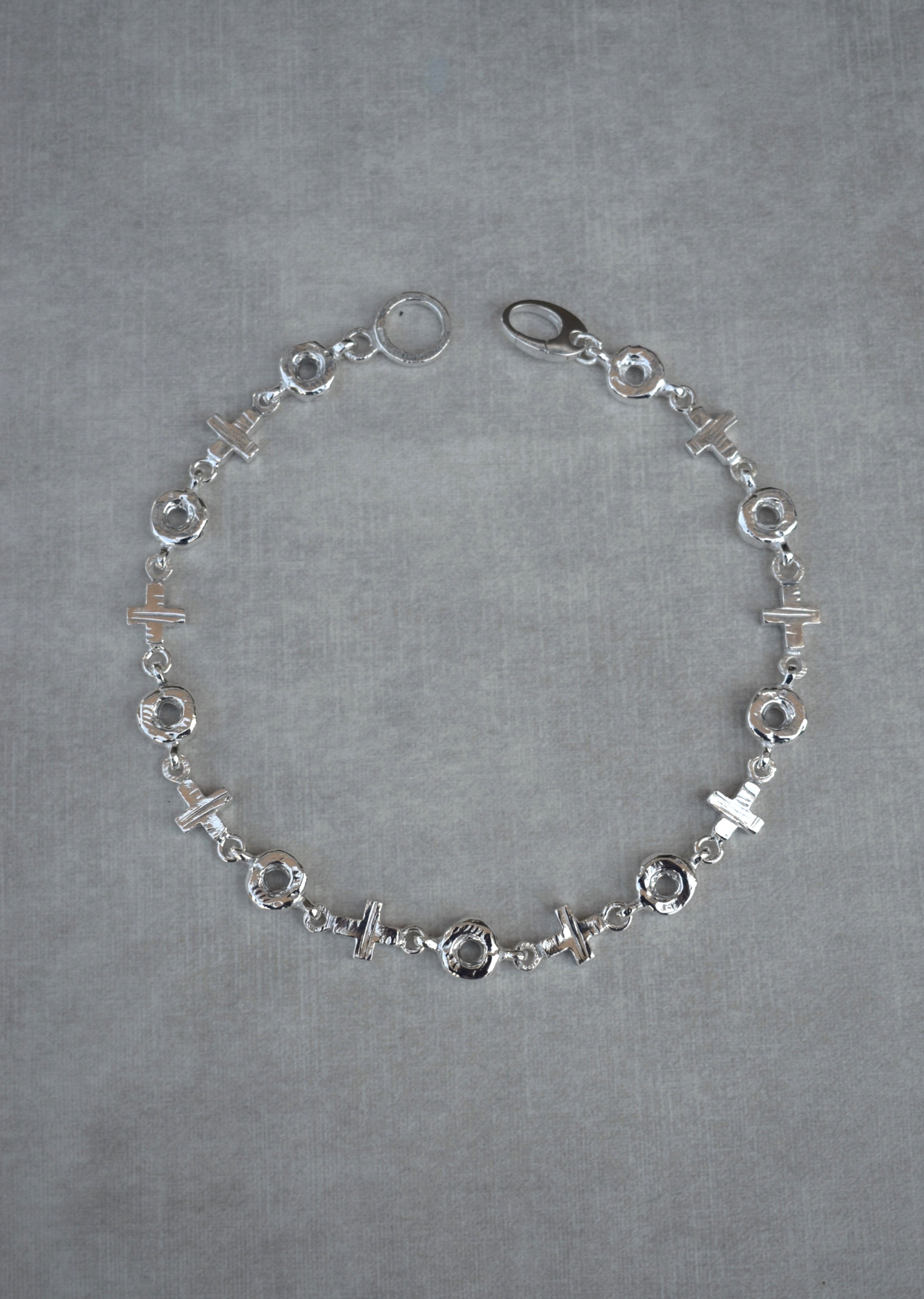 heavy silver link chain necklace solid silver necklace naughts and crosses link necklace tiffanys style heavy silver charm necklace
