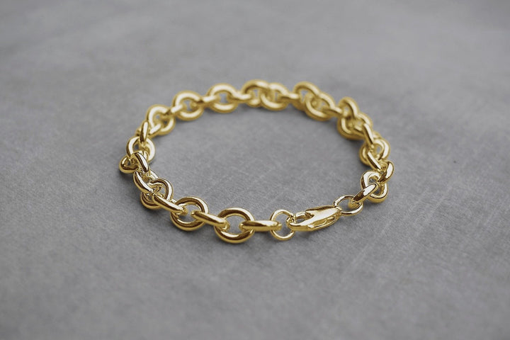 gold link bracelet charm bracelet stacking bracelet personalised engraved bracelet gold charm bracelet gold chain bracelet