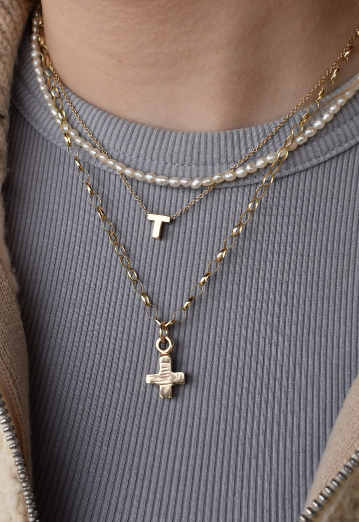 gold cross necklace gold chain necklace tiffany necklace gifts for him him pendant necklace gold jewellery vintage gold cross chain link necklace