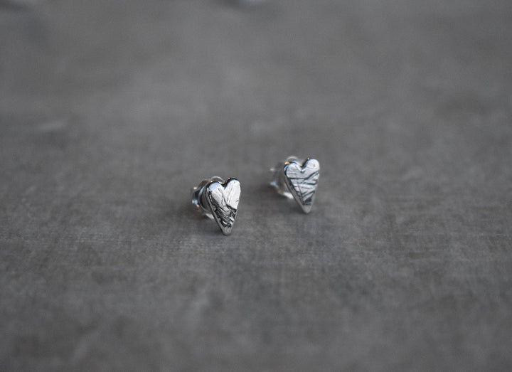 silver heart shaped stud earrings mini charm earrings gifts for her valentines love earrings heart studs