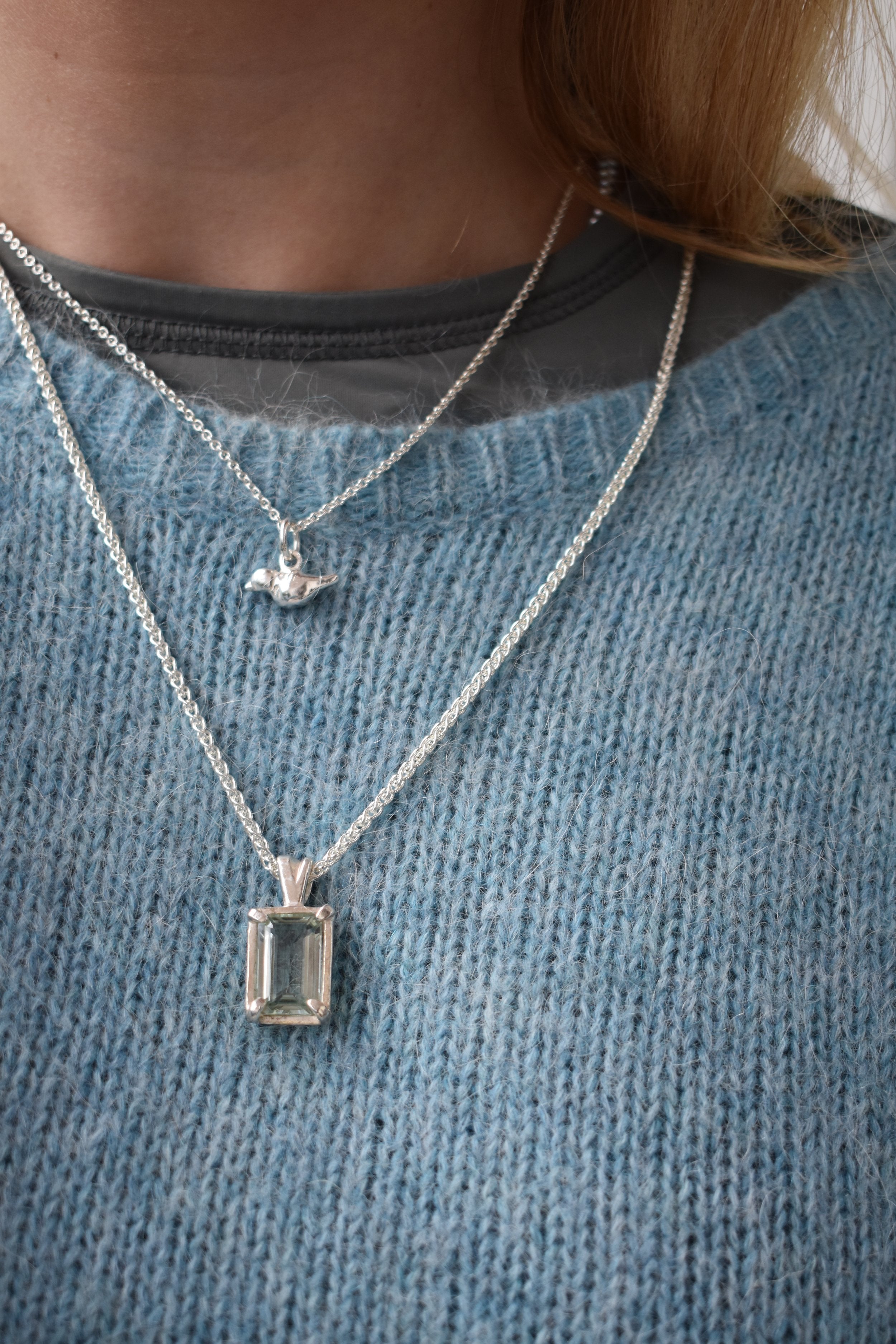 mini hand carved bird charm on silver trace chain. Silver bird charm represents love and freedom and spring time. charm necklace silver necklace layering 21st birthday gift mother's day gift mother and daughter necklace