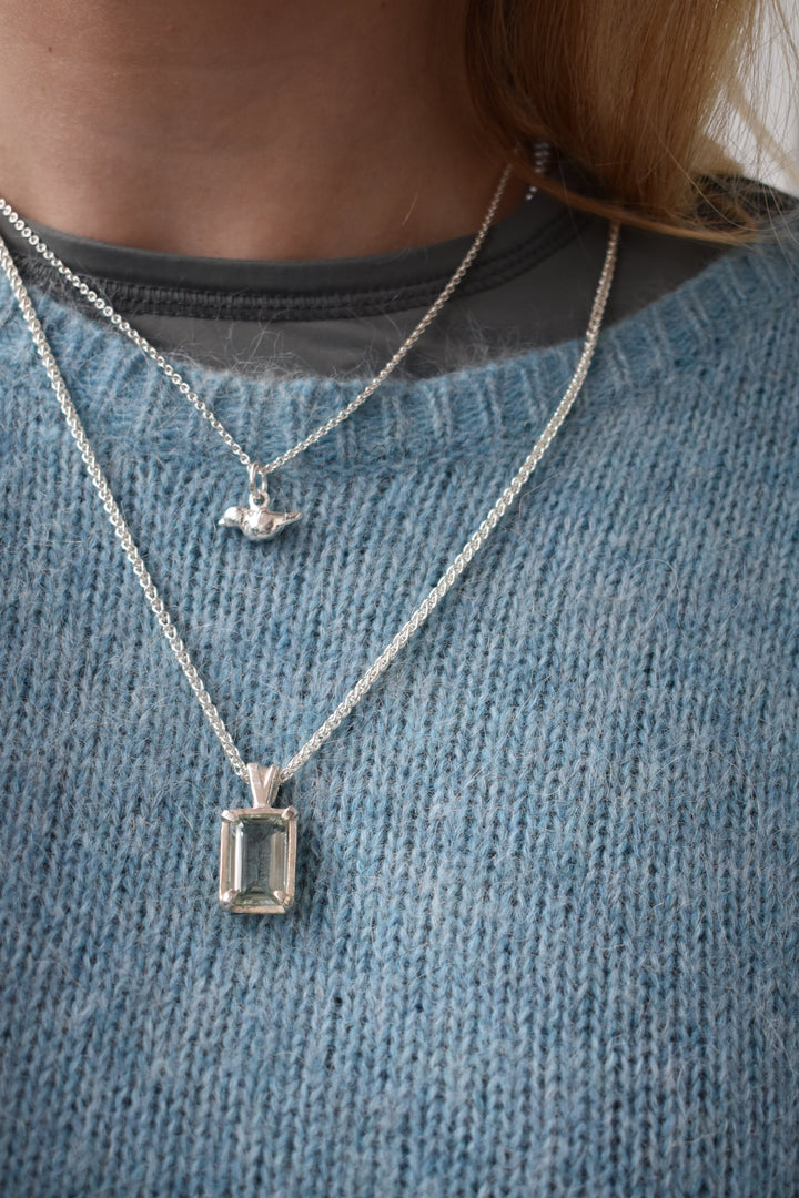 mini hand carved bird charm on silver trace chain. Silver bird charm represents love and freedom and spring time. charm necklace silver necklace layering 21st birthday gift mother's day gift mother and daughter necklace