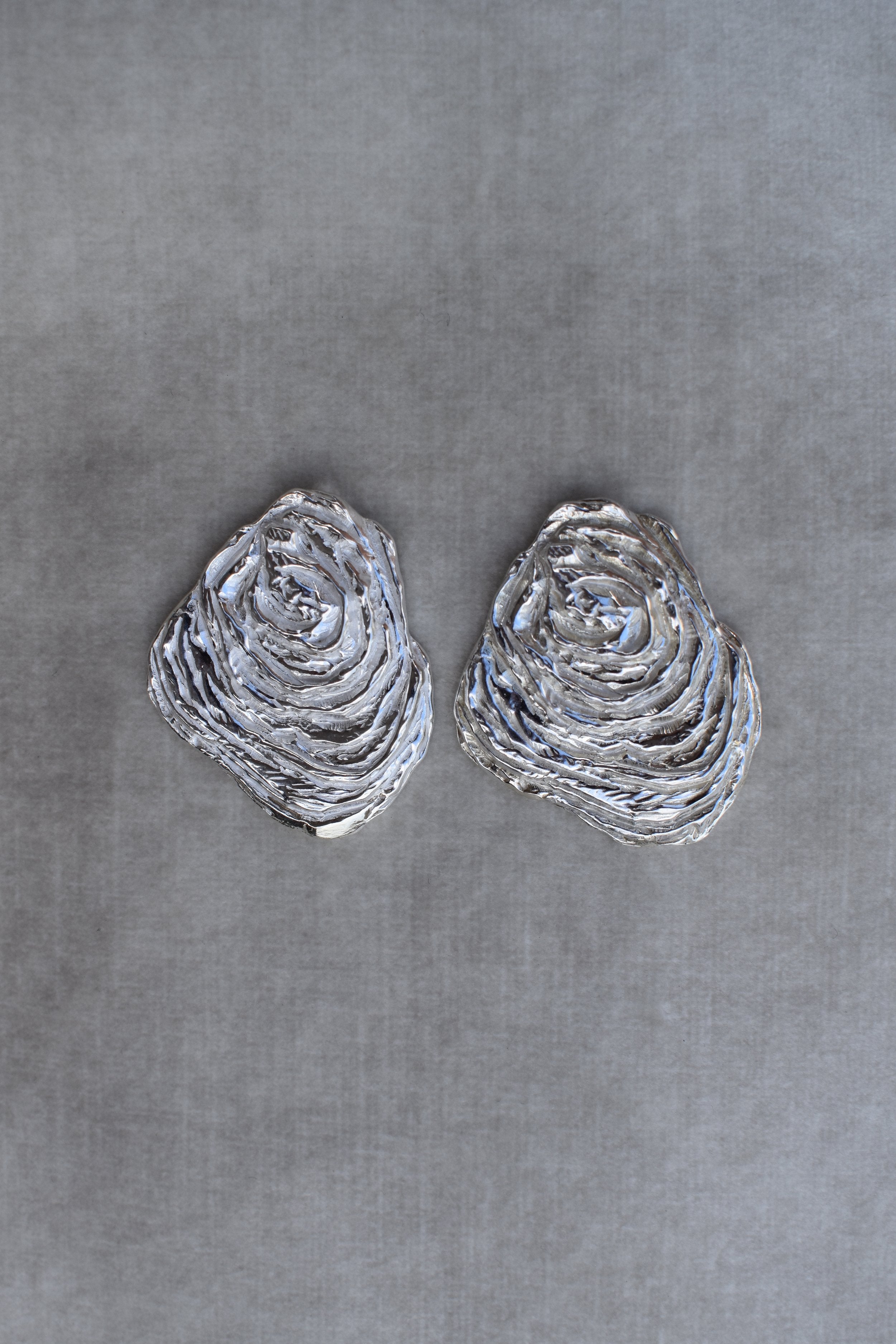 Hand carved silver oysters. Available to order in 9ct gold. Silver oyster shell earrings oversized earrings large silver studs solid silver big earrings summer style french beach jewellery oyster jewellery oyster earrings