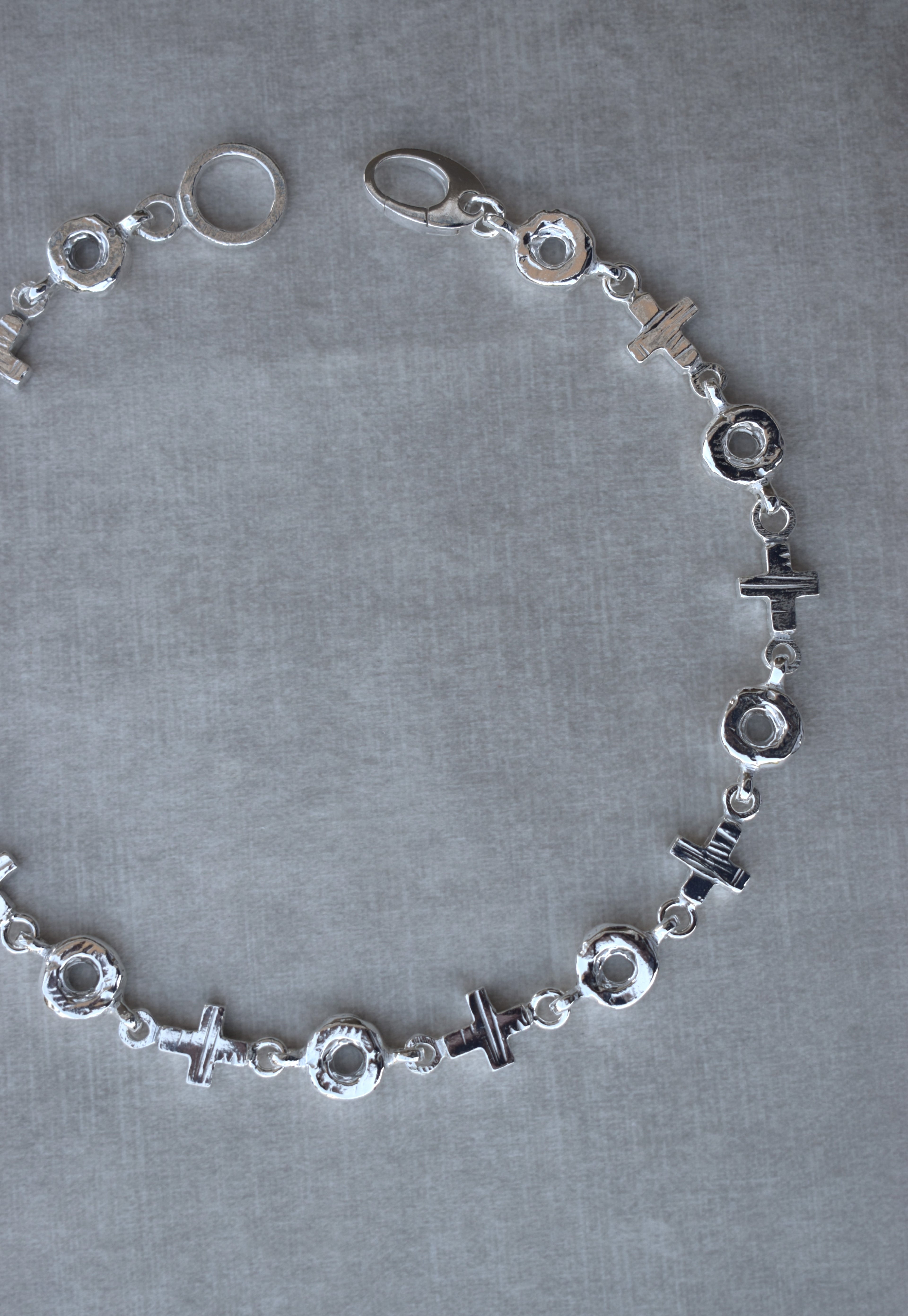 heavy silver link chain necklace solid silver necklace naughts and crosses link necklace tiffanys style heavy silver charm necklace