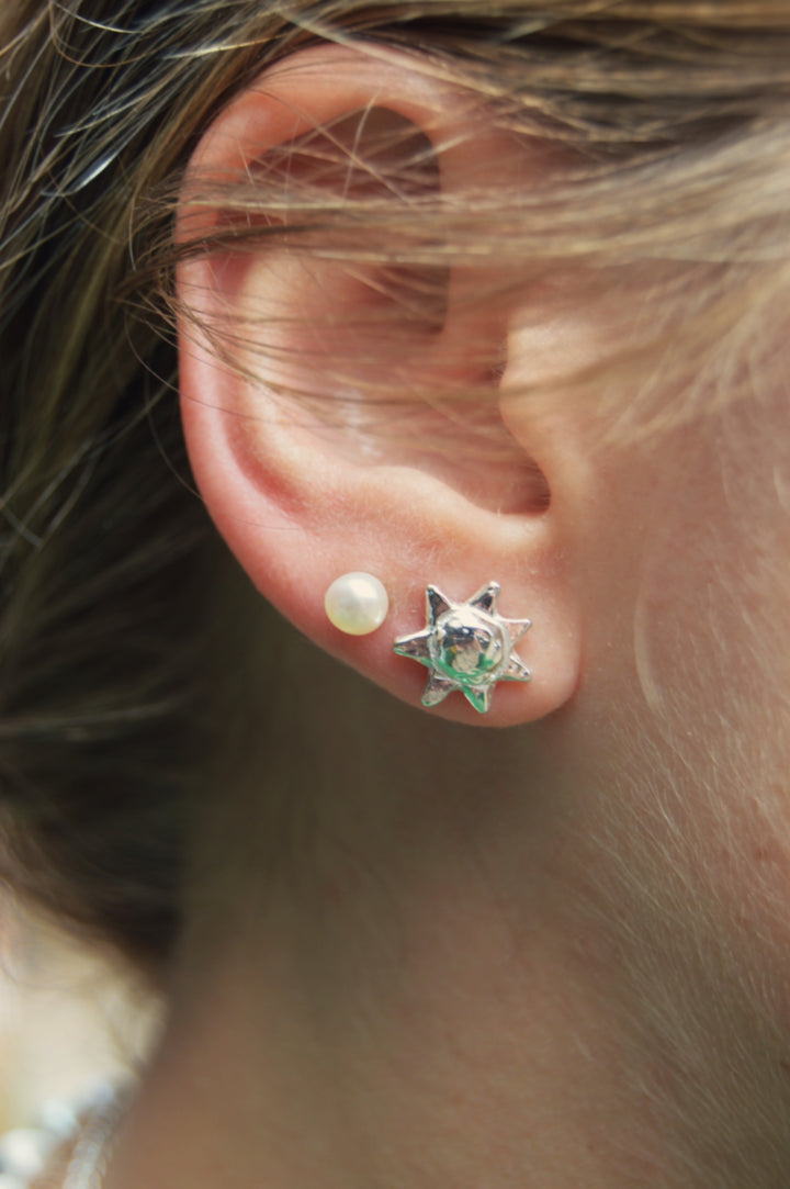 Silver sun shape studs. From the sunshine collection silver stud one size.
Sunshine shape stud charm silver earrings gift for her gift for him silver charm earrings