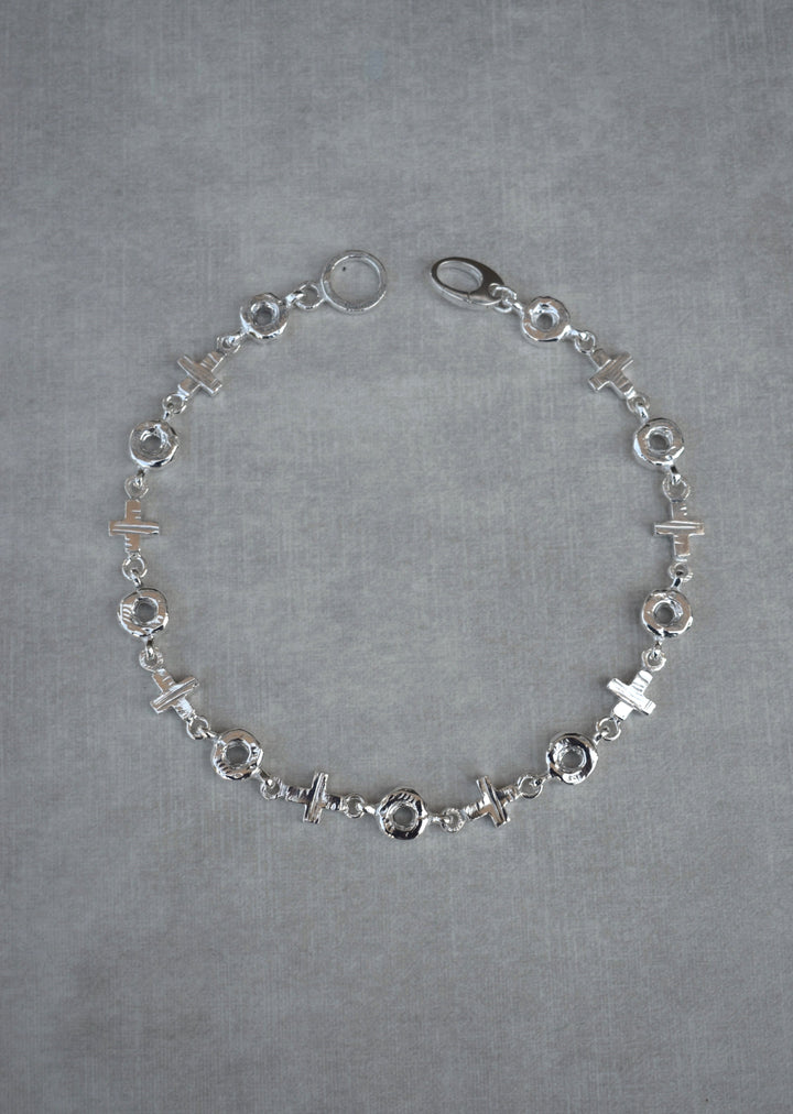 heavy silver link chain necklace solid silver necklace naughts and crosses link necklace tiffanys style heavy silver charm necklace