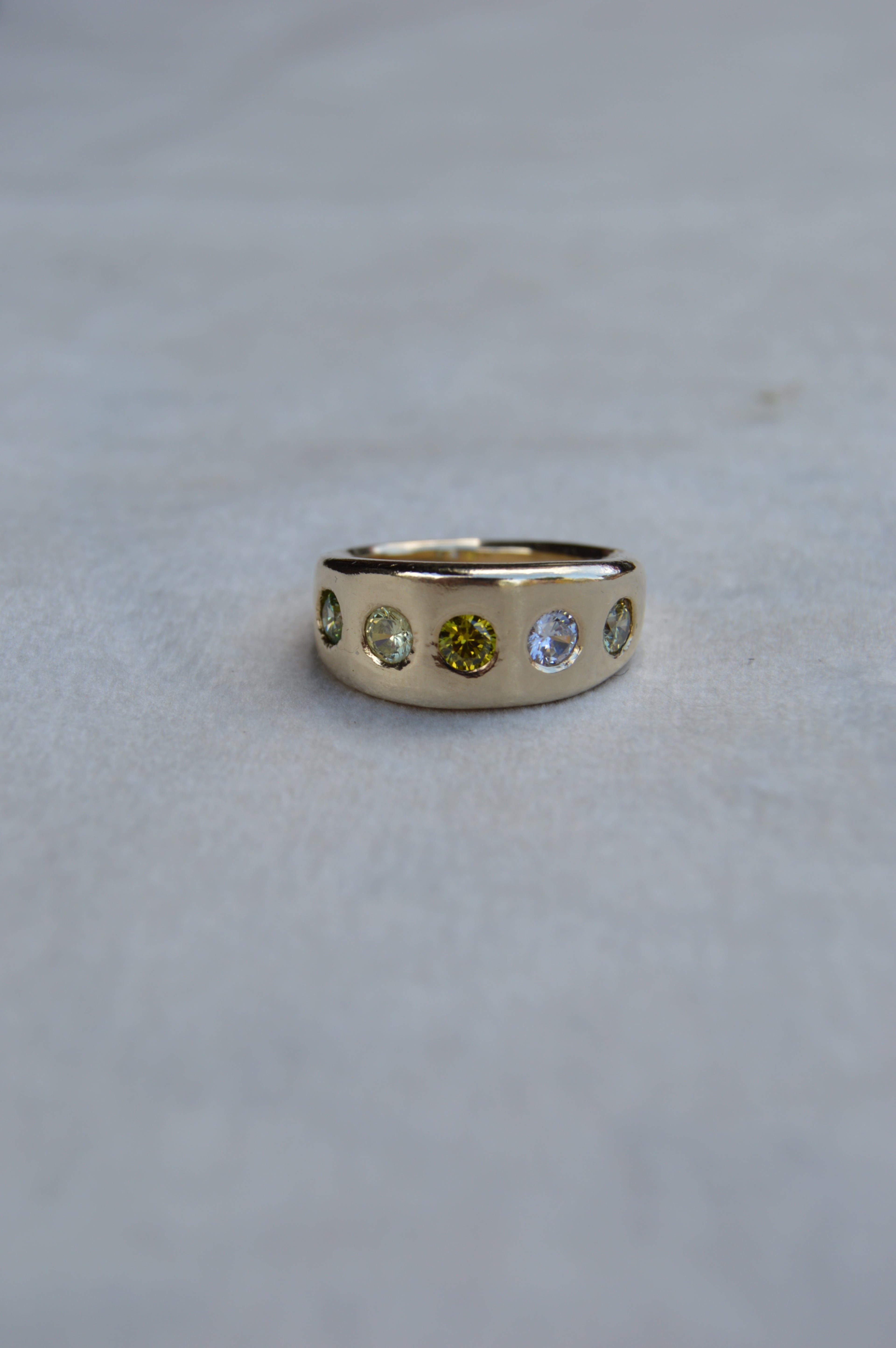 9ct yellow gold diamond ring engagement ring wedding ring diamond peridot yellow sapphire flush italian style ring