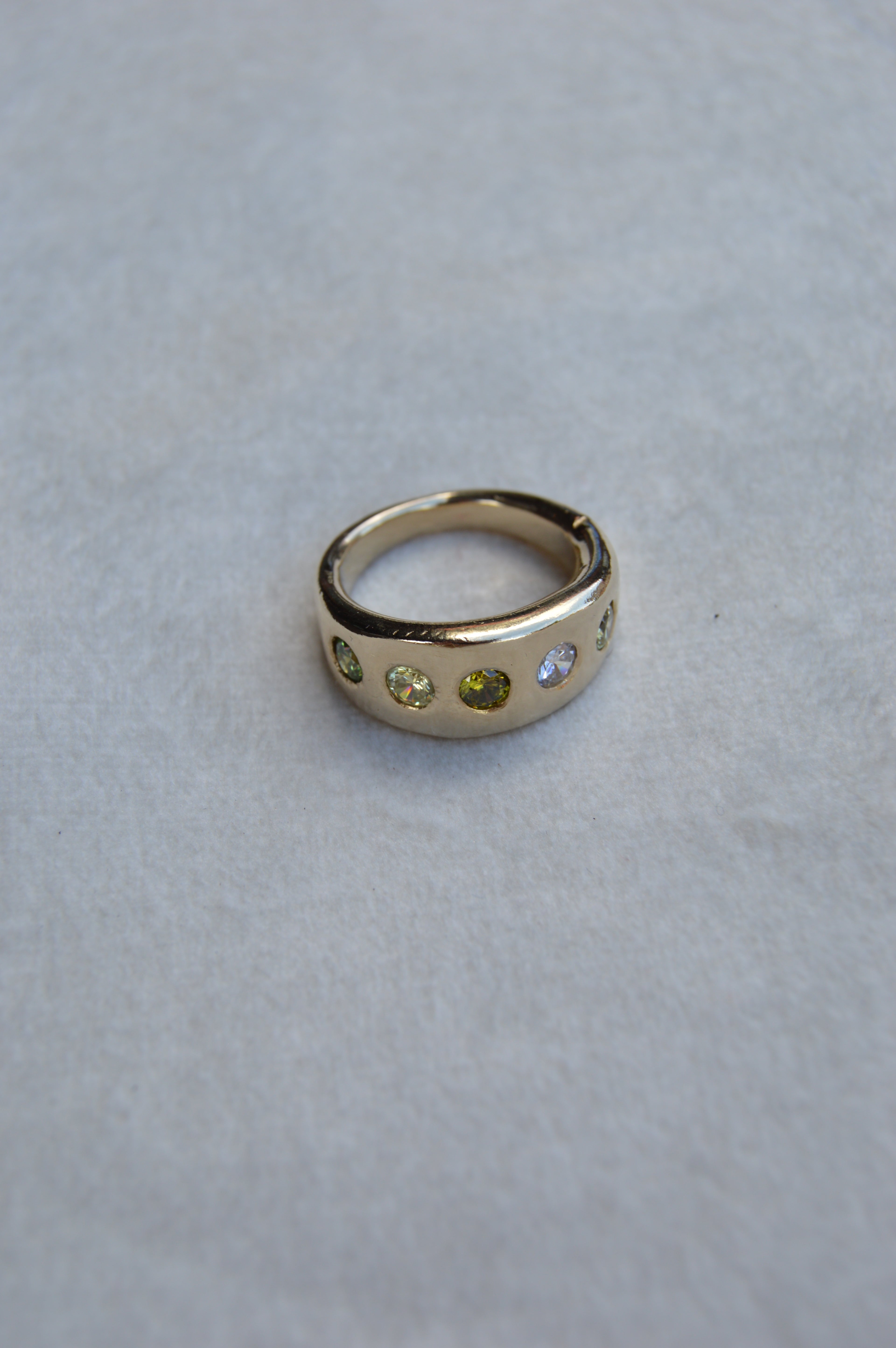 9ct yellow gold diamond ring engagement ring wedding ring diamond peridot yellow sapphire flush italian style ring