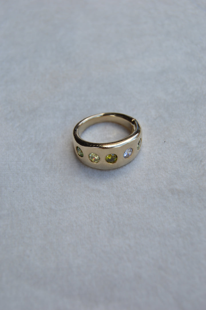 9ct yellow gold diamond ring engagement ring wedding ring diamond peridot yellow sapphire flush italian style ring