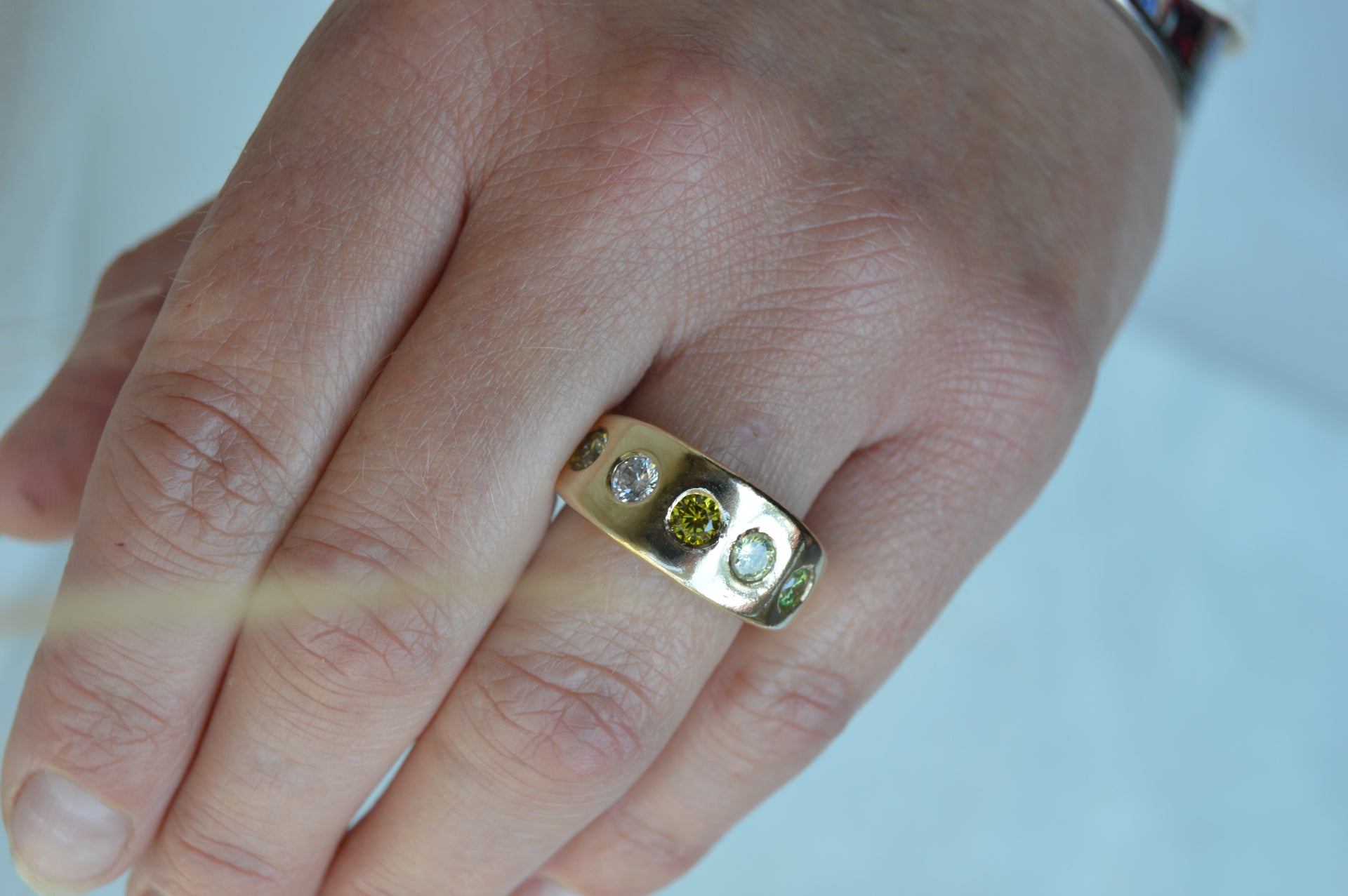 9ct yellow gold diamond ring engagement ring wedding ring diamond peridot yellow sapphire flush italian style ring