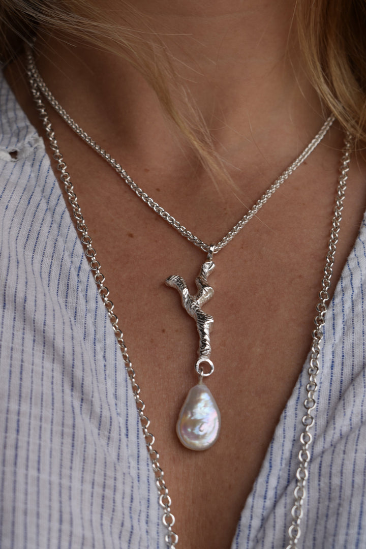 silver coral necklace beach style jewellery pearl necklace freshwater ivory pearls solid silver coral branch necklace pendant tiffany pearls